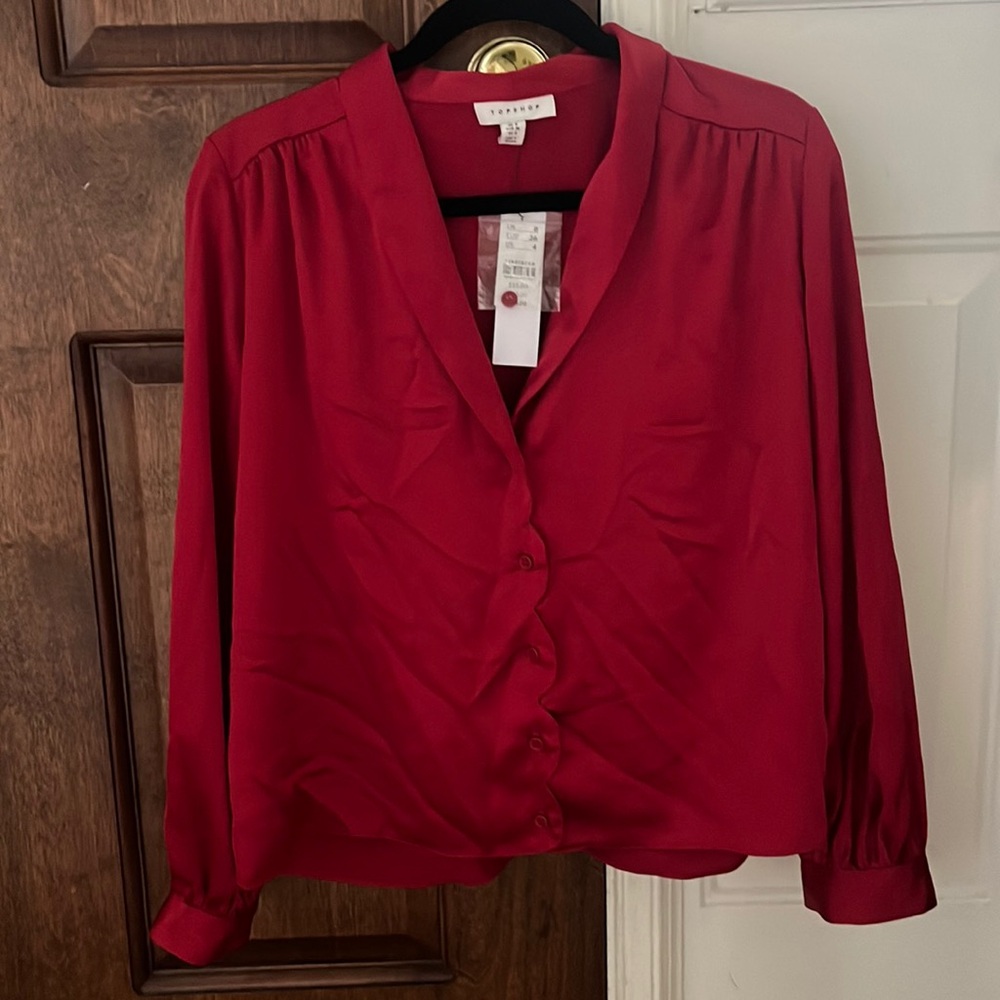 Brand new Topshop red blouse in a US size 4!